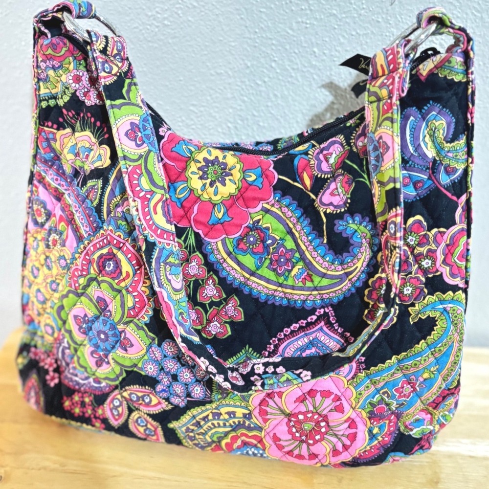 Vera Bradley Hobo Shoulder Bag Women Medium Multi Paisley Quilted Cotton